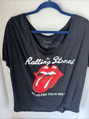Atlanta! Rolling Stones Black Tee with Red Tongue Graphic